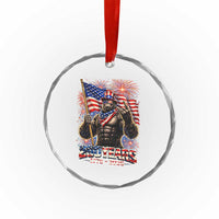 Bigfoot 250th Anniversary Crystal Glass Ornament USA Independence 250 Years Of Freedom 1776 2026 Patriotic Flag
