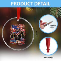 Bigfoot 250th Anniversary Crystal Glass Ornament USA Independence 250 Years Of Freedom 1776 2026 Patriotic Flag