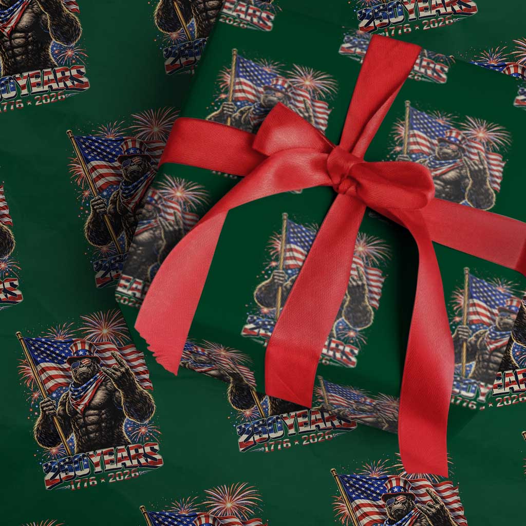 Bigfoot 250th Anniversary Wrapping Paper Roll USA Independence 250 Years Of Freedom 1776 2026 Patriotic Flag
