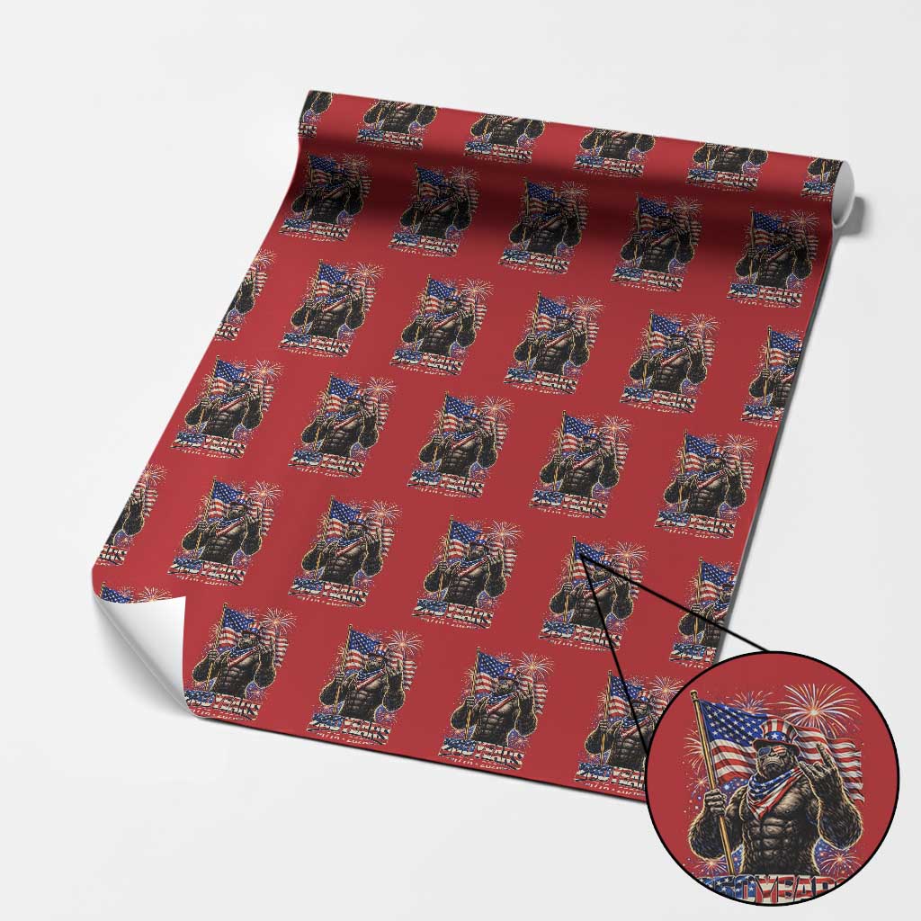Bigfoot 250th Anniversary Wrapping Paper Roll USA Independence 250 Years Of Freedom 1776 2026 Patriotic Flag
