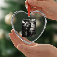 Bigfoot Alien Loch Ness Monster Heart Crystal Glass Ornament Funny Cryptid UFO Selfie Sasquatch Rock On - Wonder Print Shop