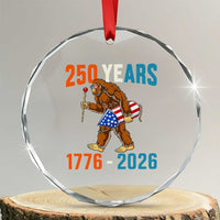 Bigfoot America 250 Crystal Glass Ornament Funny Sasquatch American Flag Fireworks Fourth of July