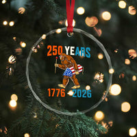 Bigfoot America 250 Crystal Glass Ornament Funny Sasquatch American Flag Fireworks Fourth of July