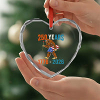 Bigfoot America 250 Heart Crystal Glass Ornament Funny Sasquatch American Flag Fireworks Fourth of July