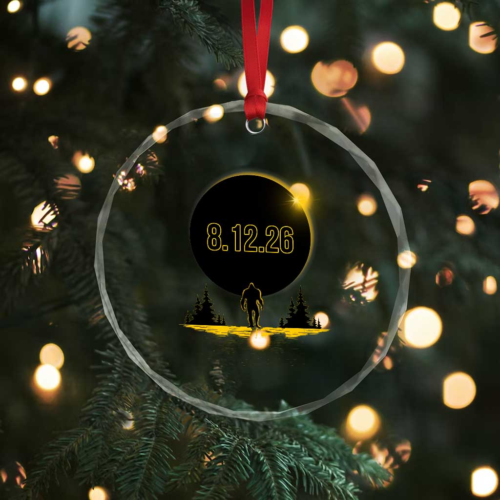 Bigfoot August 12 2026 Total Solar Eclipse Crystal Glass Ornament Totality Sasquatch Cryptid Stargazer Memorabilia