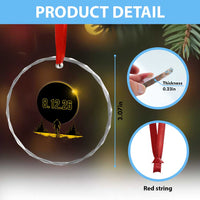 Bigfoot August 12 2026 Total Solar Eclipse Crystal Glass Ornament Totality Sasquatch Cryptid Stargazer Memorabilia