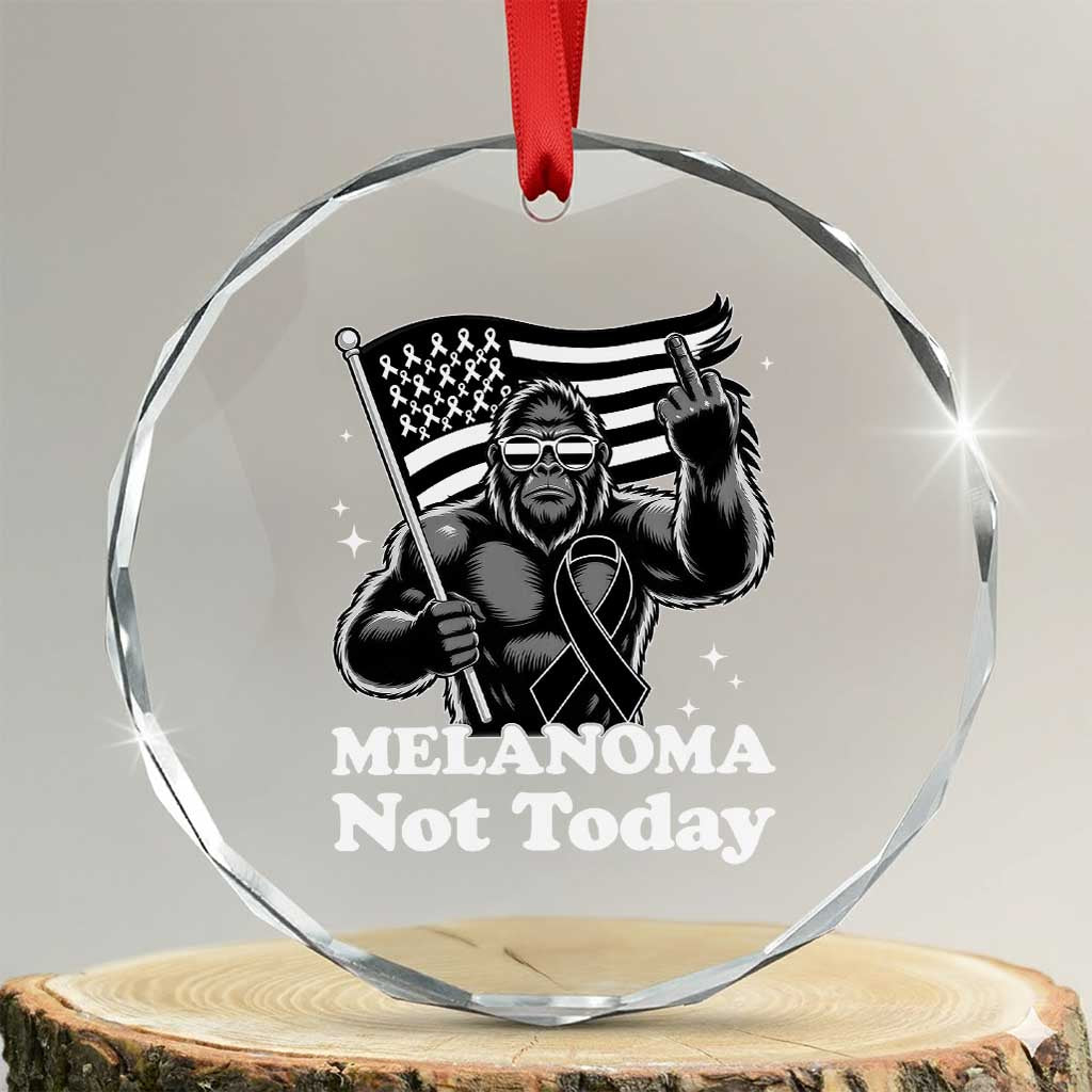Bigfoot Black Ribbon Crystal Glass Ornament Not Today Melanoma Awareness Gift