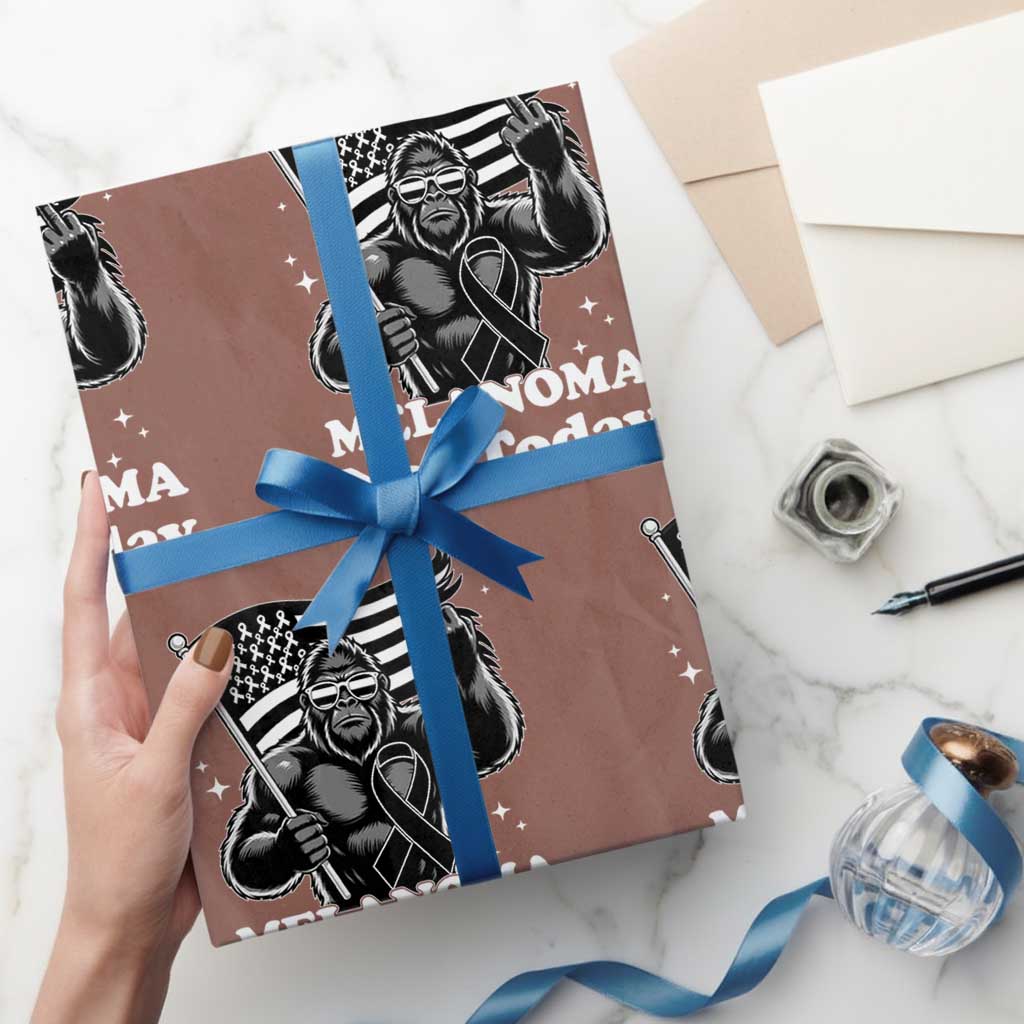 Bigfoot Black Ribbon Wrapping Paper Roll Not Today Melanoma Awareness Gift