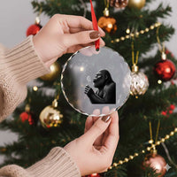 Bigfoot Blowing Dandelion Crystal Glass Ornament Funny Sasquatch Making A Wish