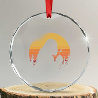 Bigfoot Blowing Dandelion Crystal Glass Ornament Retro Sunset Forest
