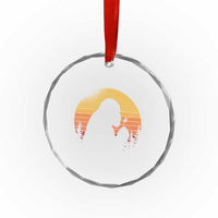 Bigfoot Blowing Dandelion Crystal Glass Ornament Retro Sunset Forest