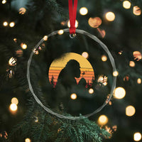 Bigfoot Blowing Dandelion Crystal Glass Ornament Retro Sunset Forest