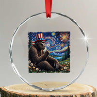 Bigfoot Blowing Dandelion Crystal Glass Ornament Sasquatch Van Gogh Starry Night 4th of July