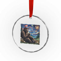 Bigfoot Blowing Dandelion Crystal Glass Ornament Sasquatch Van Gogh Starry Night 4th of July