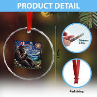 Bigfoot Blowing Dandelion Crystal Glass Ornament Sasquatch Van Gogh Starry Night 4th of July