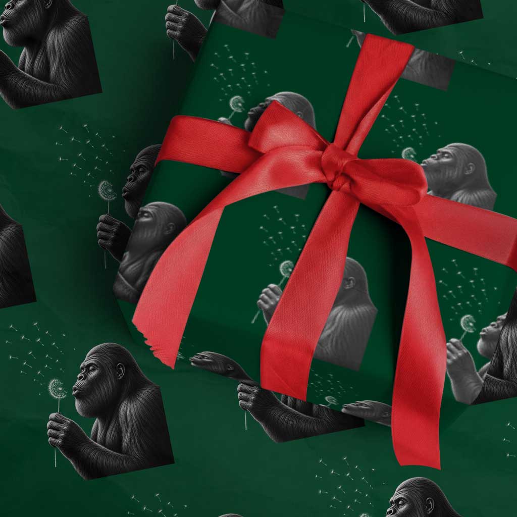 Bigfoot Blowing Dandelion Wrapping Paper Roll Funny Sasquatch Making A Wish