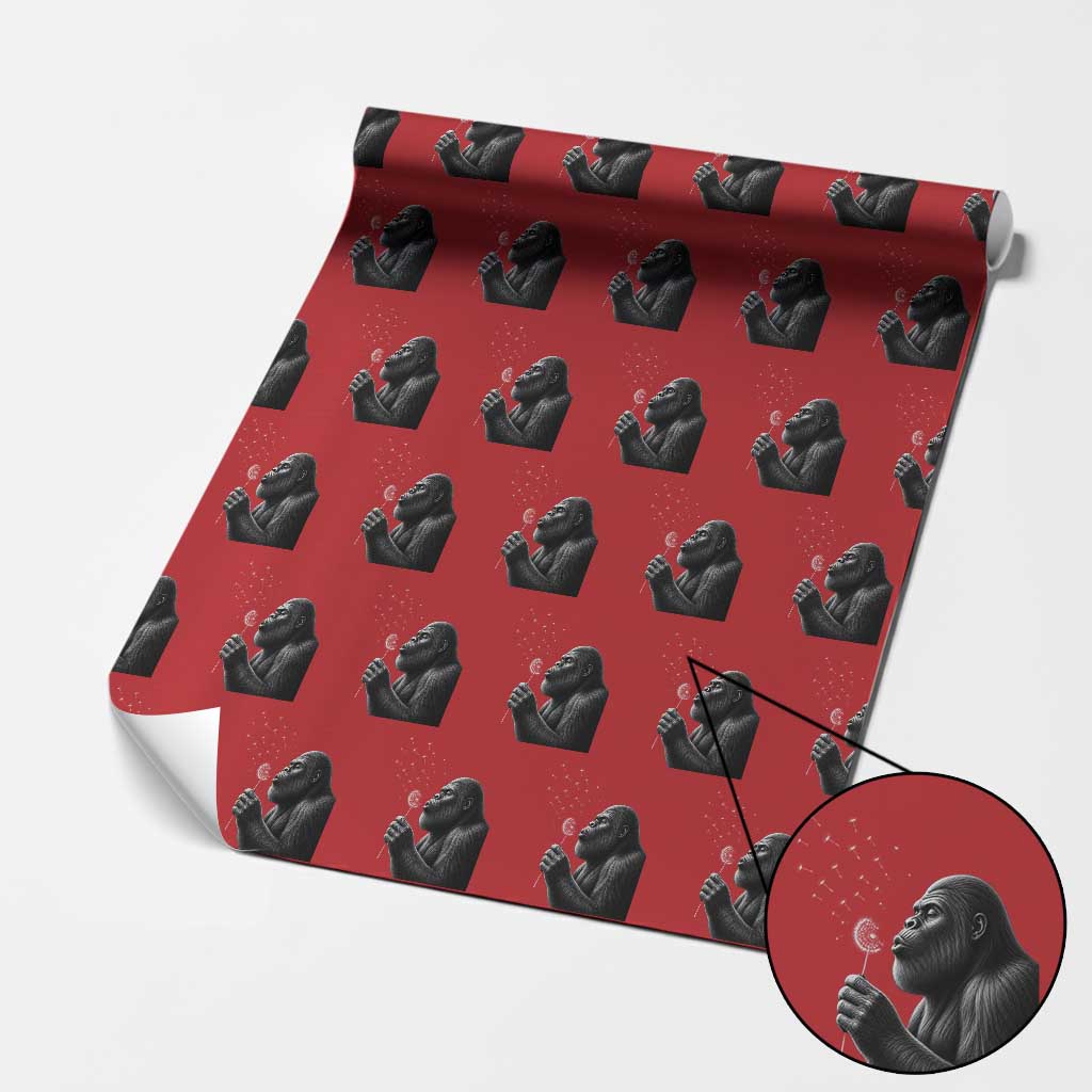Bigfoot Blowing Dandelion Wrapping Paper Roll Funny Sasquatch Making A Wish