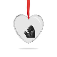 Bigfoot Blowing Dandelion Heart Crystal Glass Ornament Funny Sasquatch Making A Wish