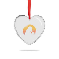 Bigfoot Blowing Dandelion Heart Crystal Glass Ornament Retro Sunset Forest