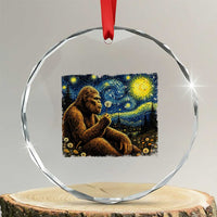 Bigfoot Blowing Dandelion Starry Night Crystal Glass Ornament Cryptid Mythical Creature National Park Monster Gift
