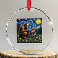 Bigfoot Blowing Dandelion Starry Night Crystal Glass Ornament Sasquatch Dad Fathers Day Father Son Matching