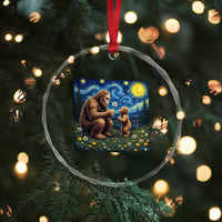 Bigfoot Blowing Dandelion Starry Night Crystal Glass Ornament Sasquatch Dad Fathers Day Father Son Matching