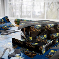 Bigfoot Blowing Dandelion Starry Night Wrapping Paper Roll Cryptid Mythical Creature National Park Monster Gift