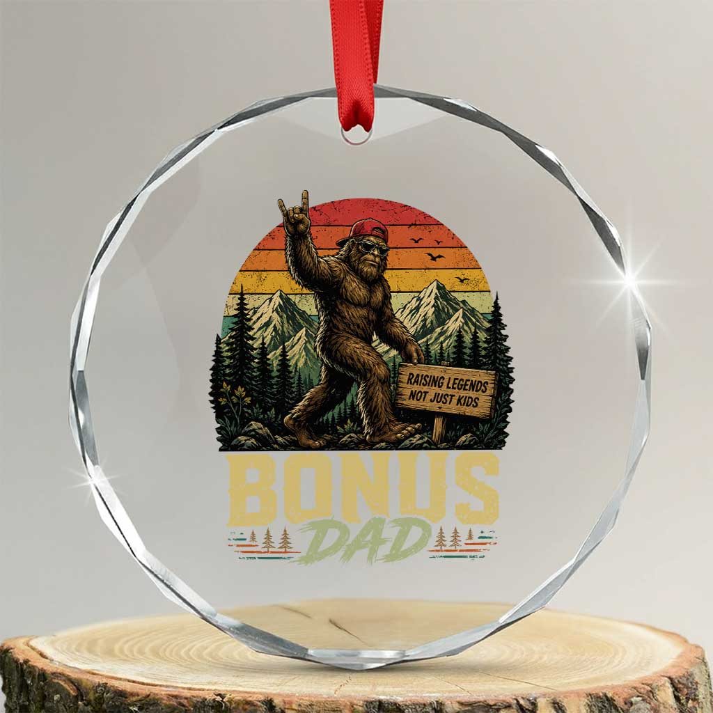 Bigfoot Bonus Dad Crystal Glass Ornament Retro Stepdad Fathers Day Gifts