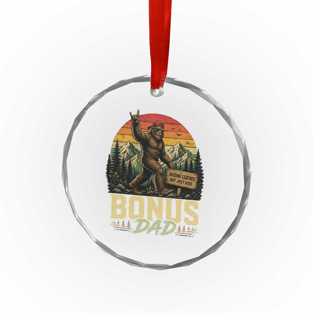 Bigfoot Bonus Dad Crystal Glass Ornament Retro Stepdad Fathers Day Gifts
