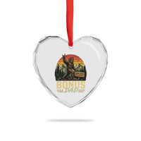 Bigfoot Bonus Dad Heart Crystal Glass Ornament Retro Stepdad Fathers Day Gifts
