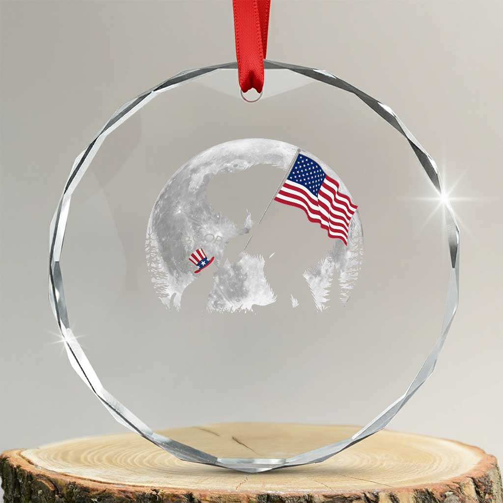 Bigfoot Boop Cat Moon Crystal Glass Ornament Funny Sasquatch Meme 4th of July