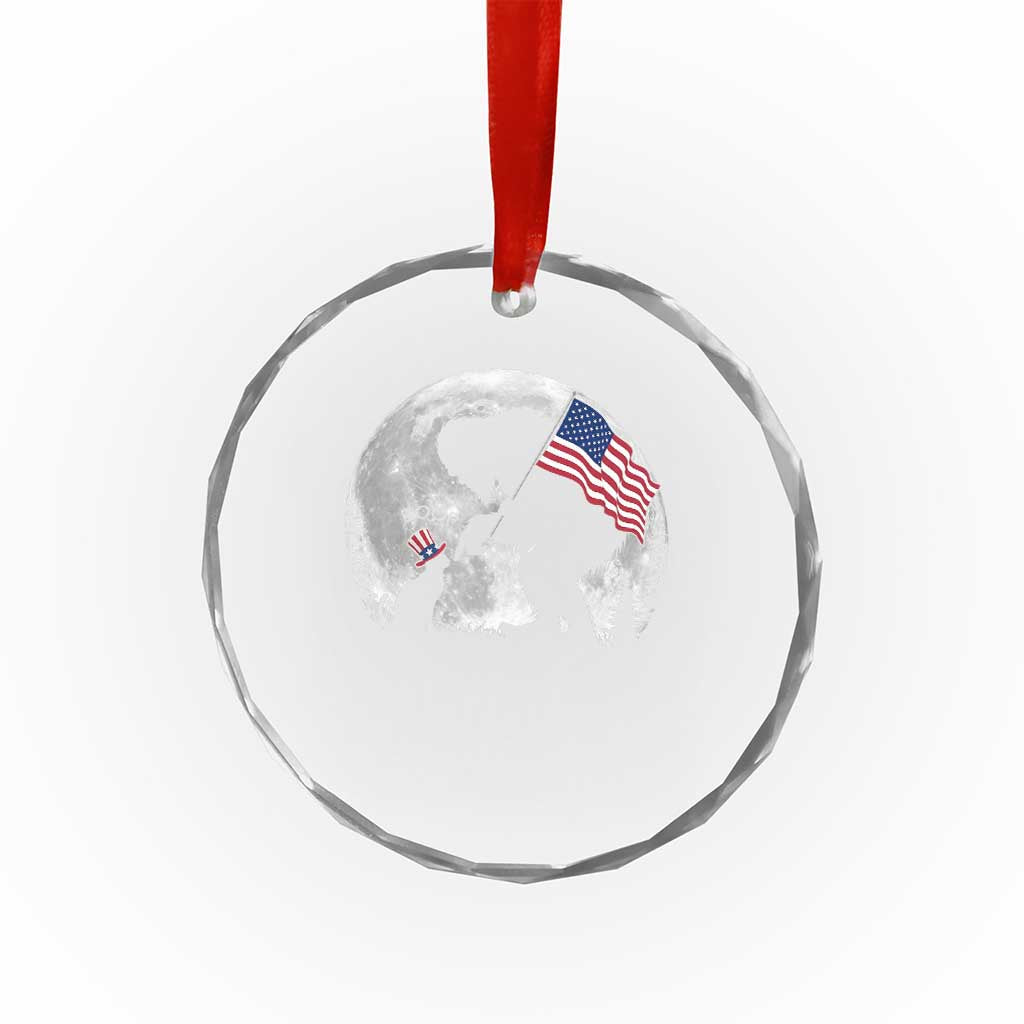 Bigfoot Boop Cat Moon Crystal Glass Ornament Funny Sasquatch Meme 4th of July