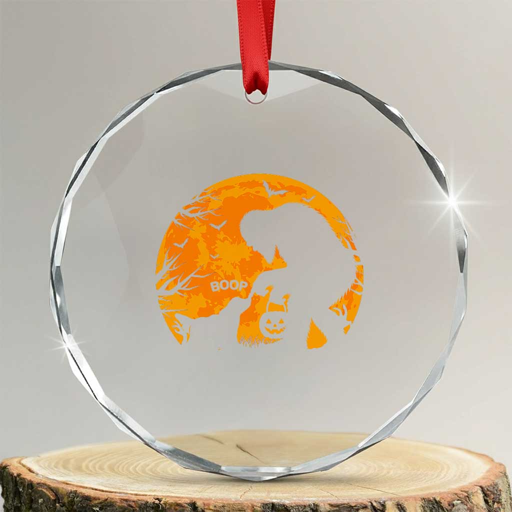 Bigfoot Boop Dog Hallowwen Crystal Glass Ornament Funny Sasquatch Meme Dog Lovers Full Moon