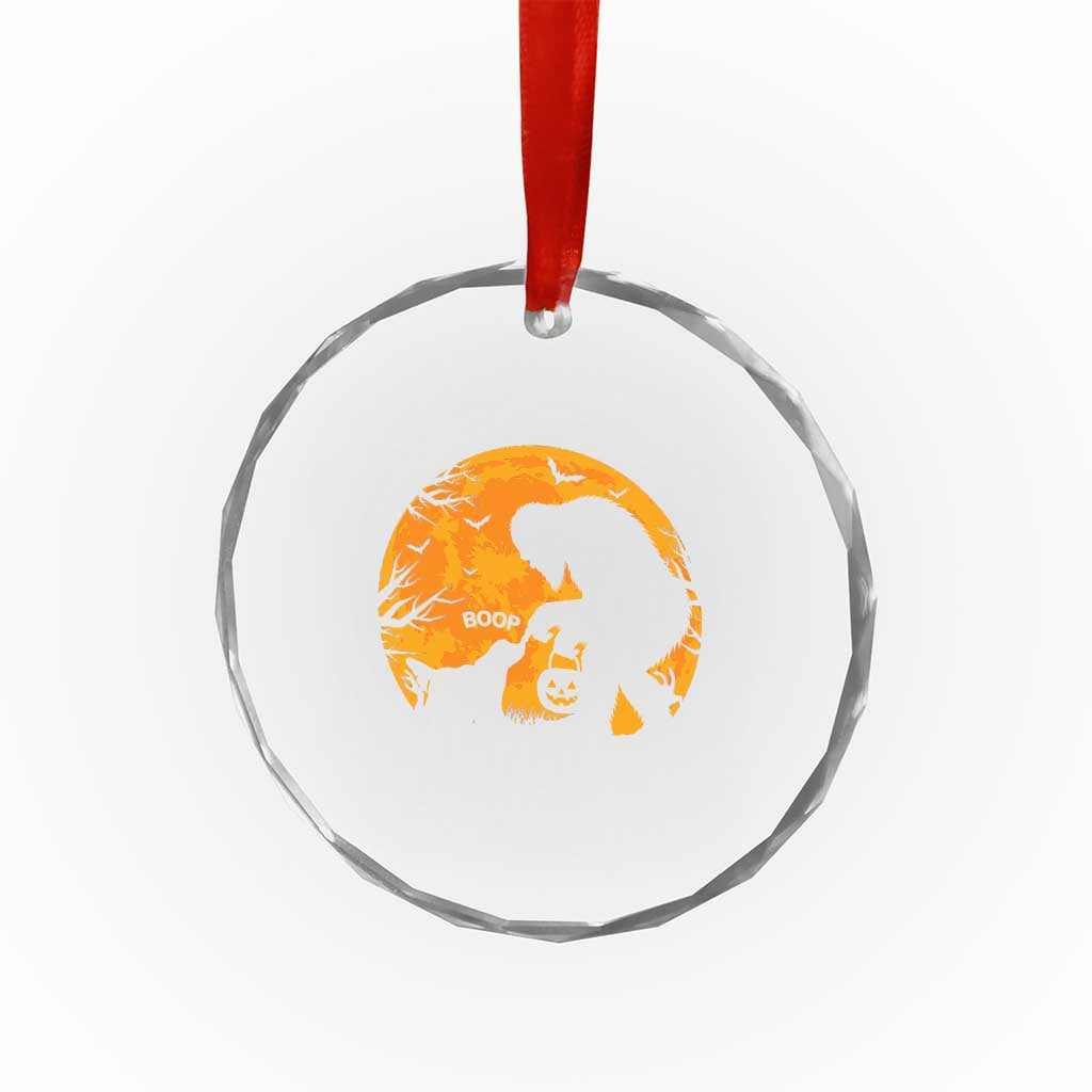 Bigfoot Boop Dog Hallowwen Crystal Glass Ornament Funny Sasquatch Meme Dog Lovers Full Moon