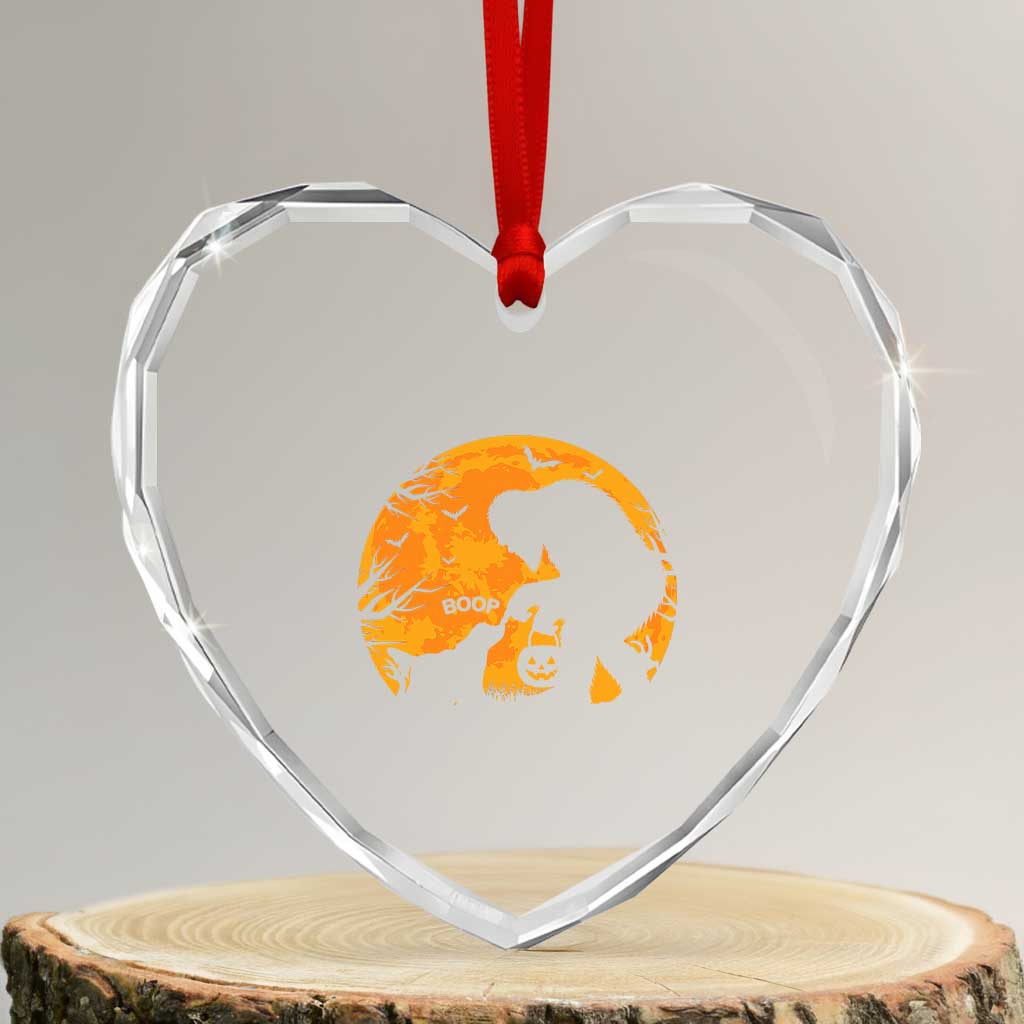 Bigfoot Boop Dog Hallowwen Heart Crystal Glass Ornament Funny Sasquatch Meme Dog Lovers Full Moon