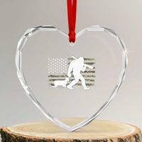 Bigfoot Camo Deer Hunting Heart Crystal Glass Ornament Camo USA Flag Buck Season Sasquatch