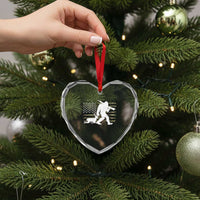 Bigfoot Camo Deer Hunting Heart Crystal Glass Ornament Camo USA Flag Buck Season Sasquatch