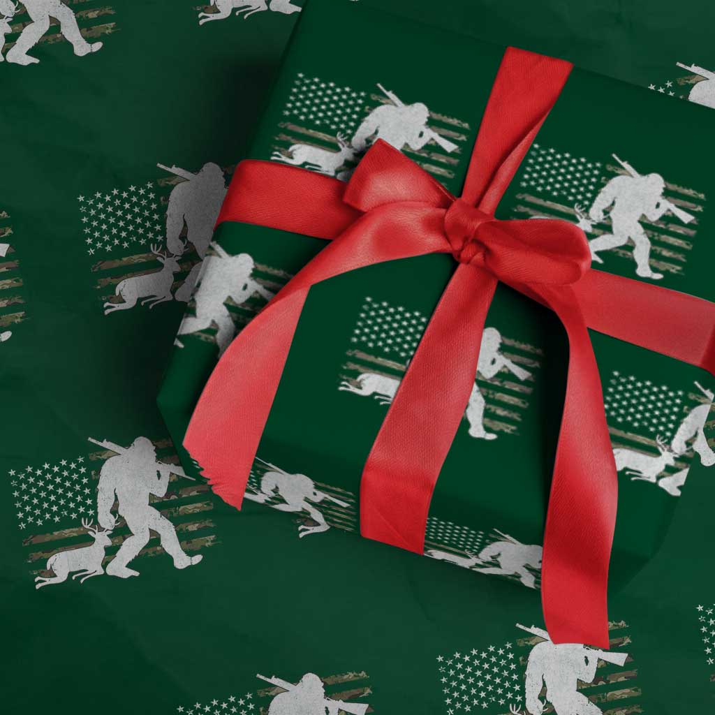 Bigfoot Camo Deer Hunting Wrapping Paper Roll Camo USA Flag Buck Season Sasquatch