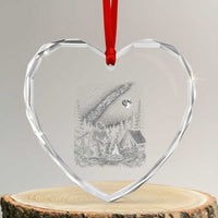 Bigfoot Camping Under Meteor Showers Heart Crystal Glass Ornament Stargazer Gift
