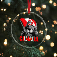 Bigfoot Canada Flag Crystal Glass Ornament Canadian Maple Leaf Patriotic Sasquatch