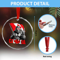 Bigfoot Canada Flag Crystal Glass Ornament Canadian Maple Leaf Patriotic Sasquatch