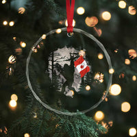 Bigfoot Canada Flag Crystal Glass Ornament Retro Sasquatch Forest Rock On