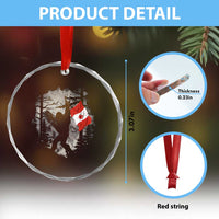 Bigfoot Canada Flag Crystal Glass Ornament Retro Sasquatch Forest Rock On
