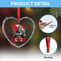 Bigfoot Canada Flag Heart Crystal Glass Ornament Canadian Maple Leaf Patriotic Sasquatch