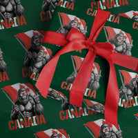 Bigfoot Canada Flag Wrapping Paper Roll Canadian Maple Leaf Patriotic Sasquatch