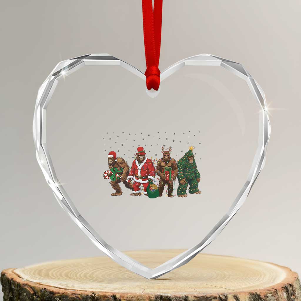 Bigfoot Christmas Cosplay Heart Crystal Glass Ornament Funny Holiday Gift - Wonder Print Shop