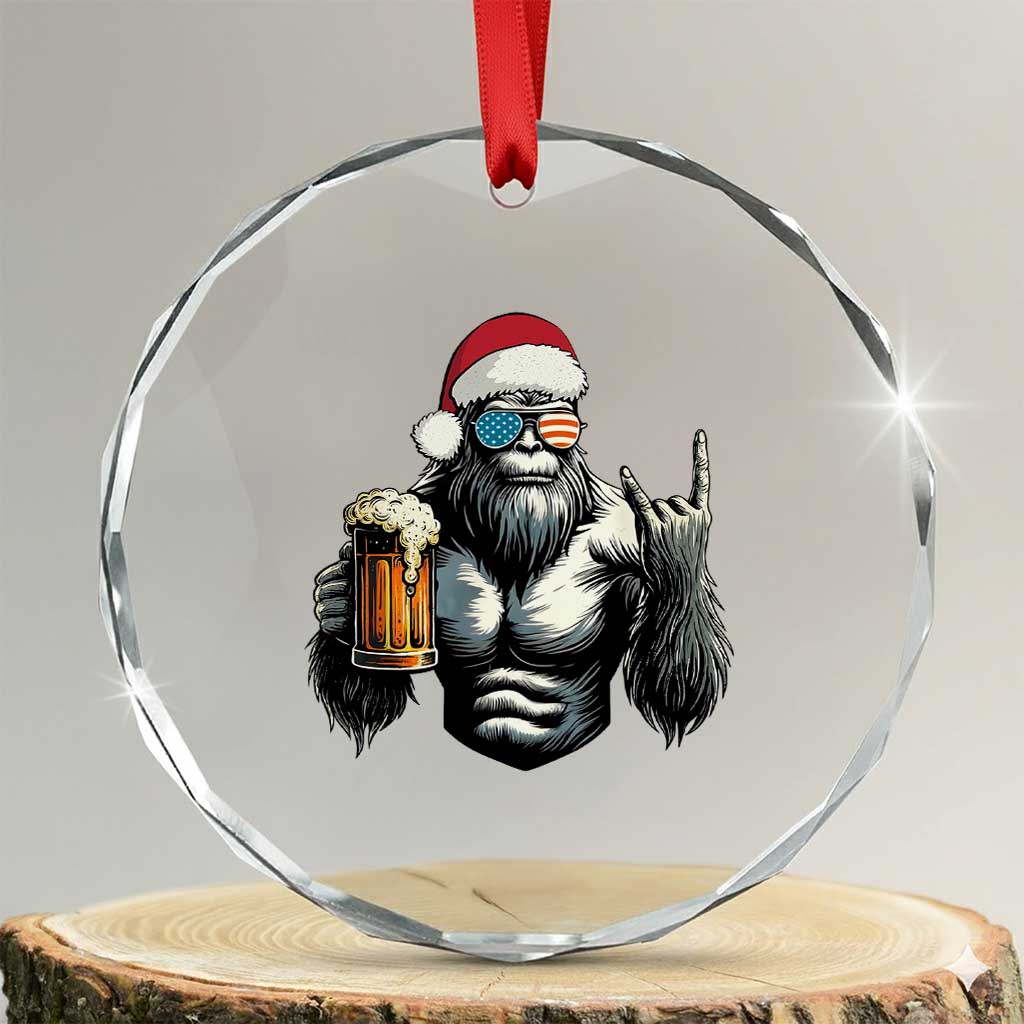 Bigfoot Christmas Crystal Glass Ornament Most Wonderful Xmas Sasquatch Beer - Wonder Print Shop