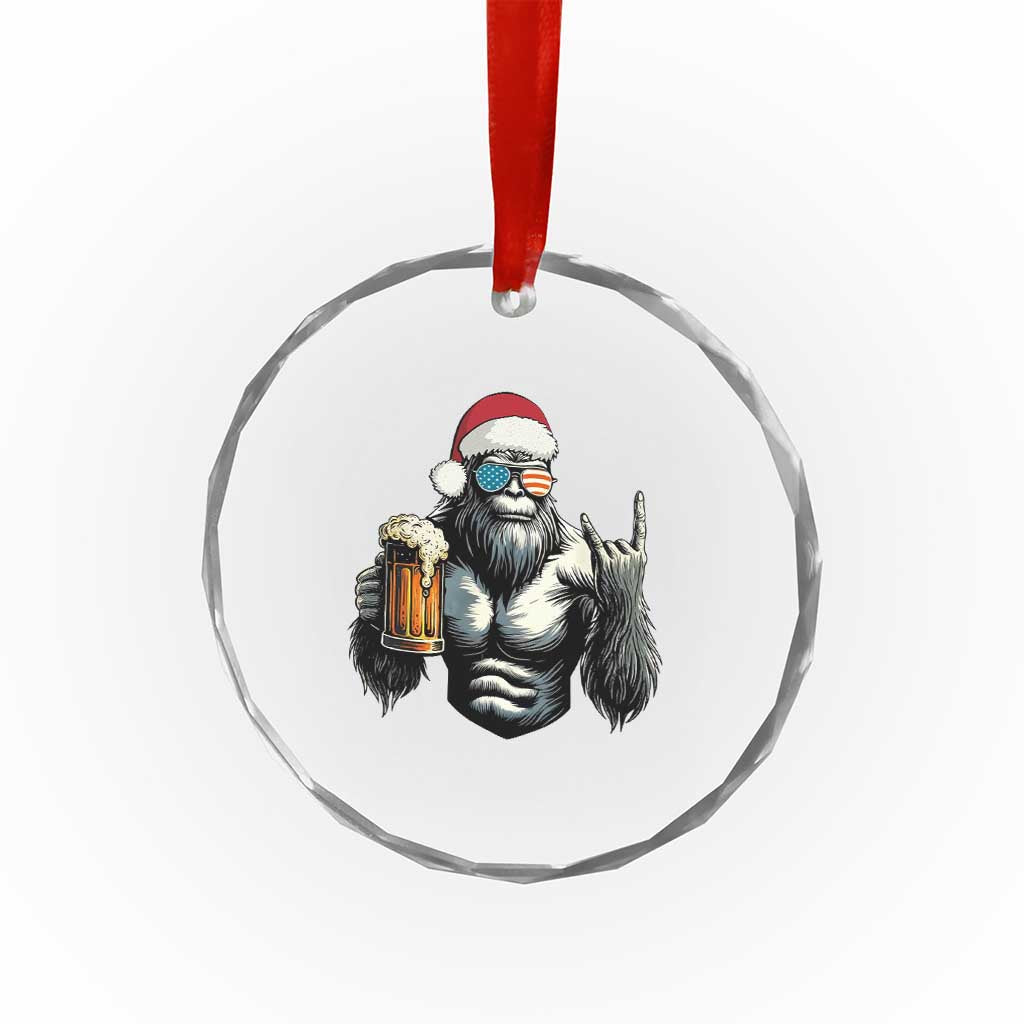 Bigfoot Christmas Crystal Glass Ornament Most Wonderful Xmas Sasquatch Beer - Wonder Print Shop