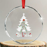 Bigfoot Christmas Crystal Glass Ornament Santa Bigfoot Xmas Tree Funny Sasquatch Yeti - Wonder Print Shop
