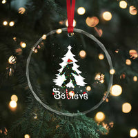Bigfoot Christmas Crystal Glass Ornament Santa Bigfoot Xmas Tree Funny Sasquatch Yeti - Wonder Print Shop